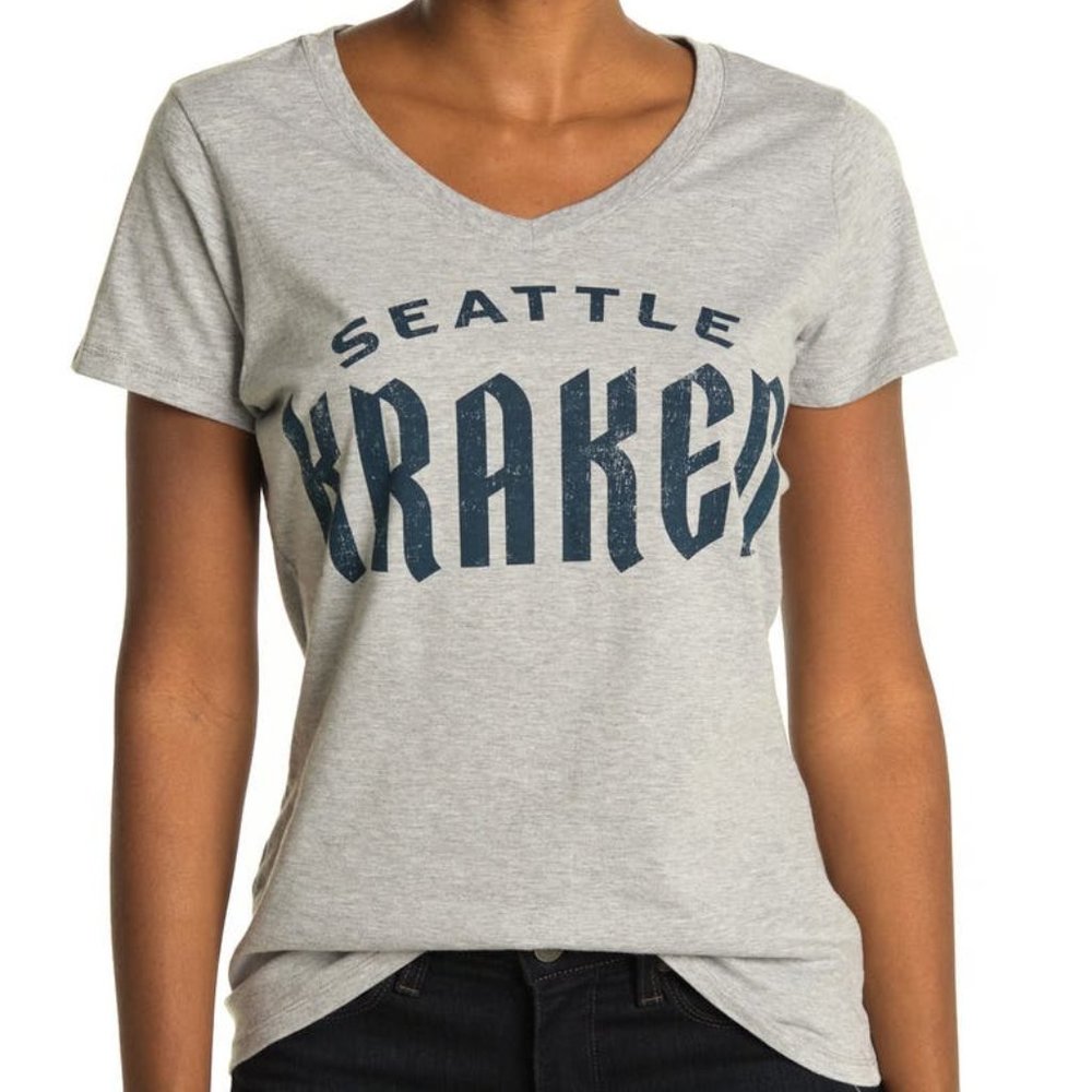New Wright + Ditson NHL Seattle Kraken V-Neck Short Sleeve T-Shirt Size Small